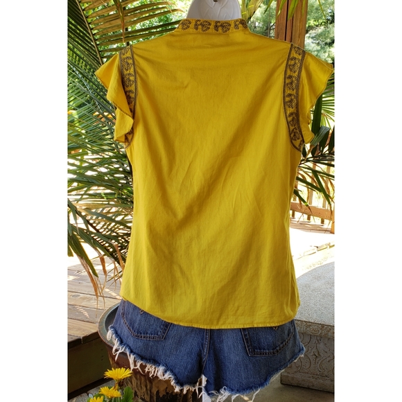 SOLD Naked Zebra Embroidered Ruffle Sleeve Shirt M - Picture 5 of 5